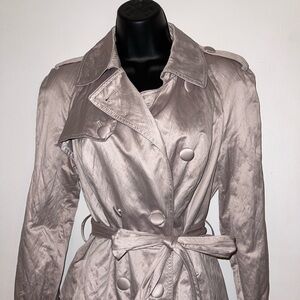 INC International Concepts Shimmering Silver Trench Coat